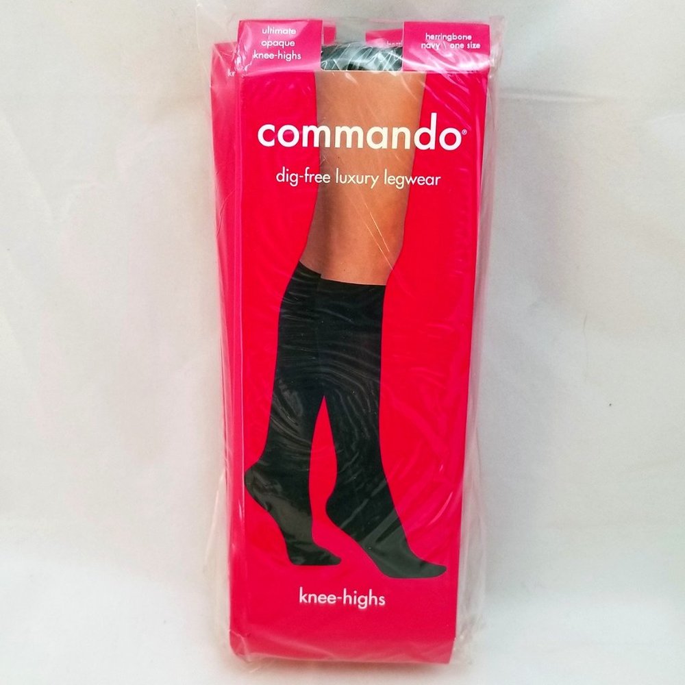 3 Pack | Commando Ultimate Opaque Knee-highs Herringbone Navy One Size